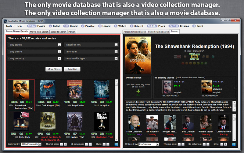 Coollector Movie Database screen shot