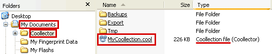 Coollection file location