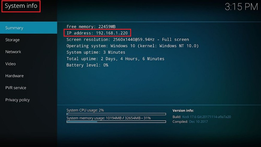 kodi IP
