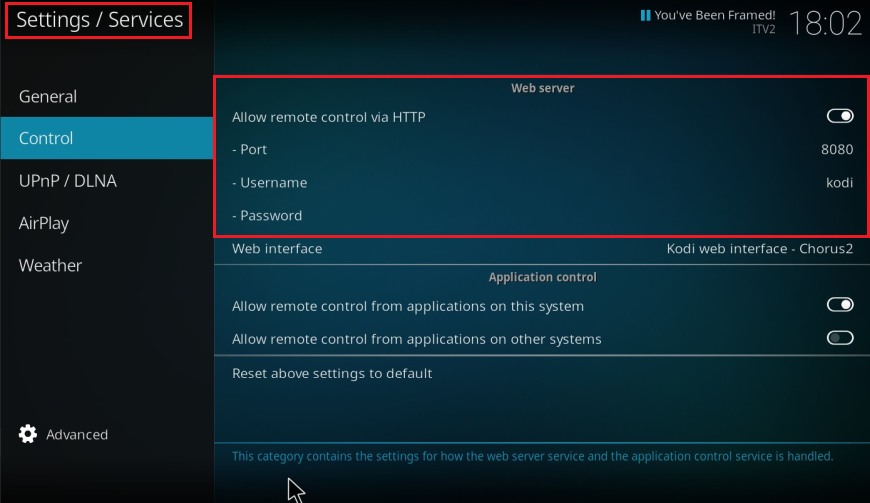 Kodi settings