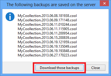 Download backups